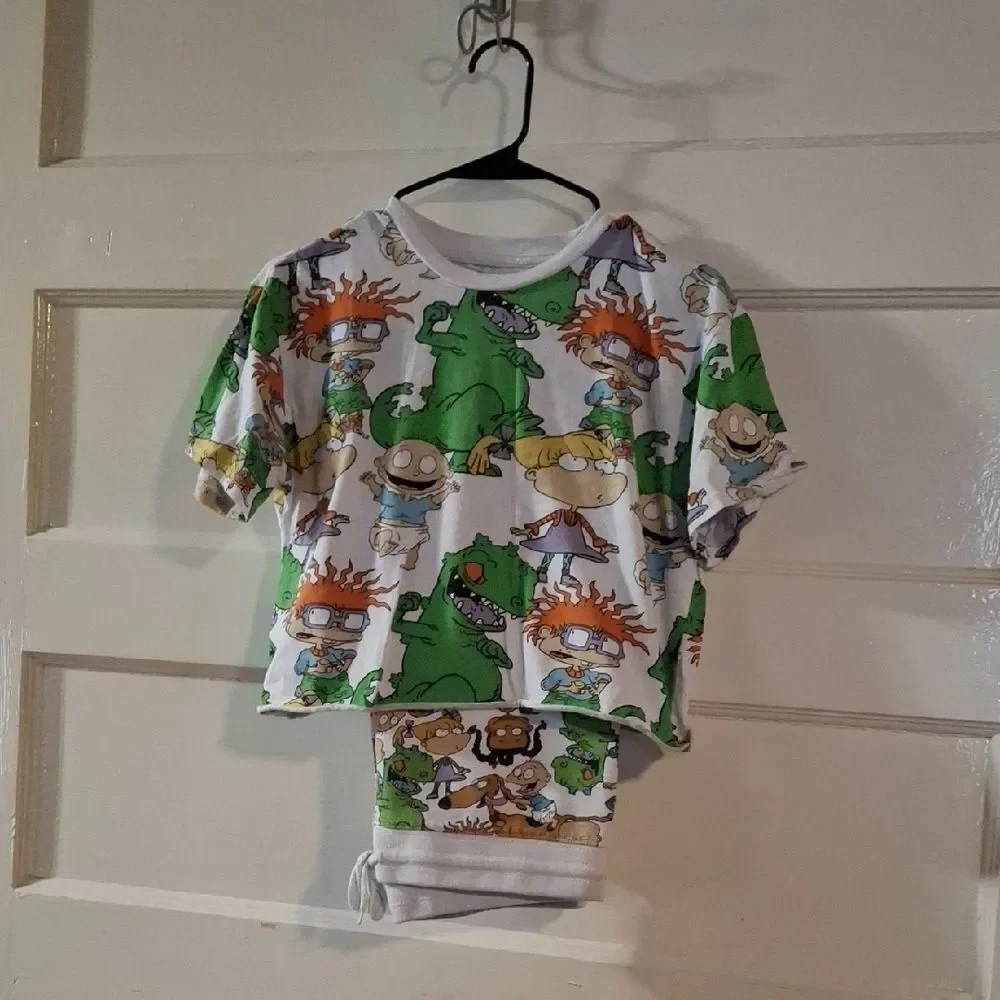 Nickelodeon Green and White Cartoon Pajama Set (Mis012)
